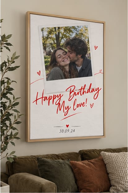 Customer photo review of Custom Birthday Couple Photo Canvas Wall Art