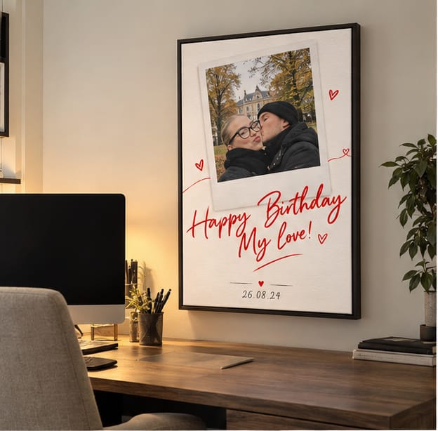 Customer photo review of Custom Birthday Couple Photo Canvas Wall Art