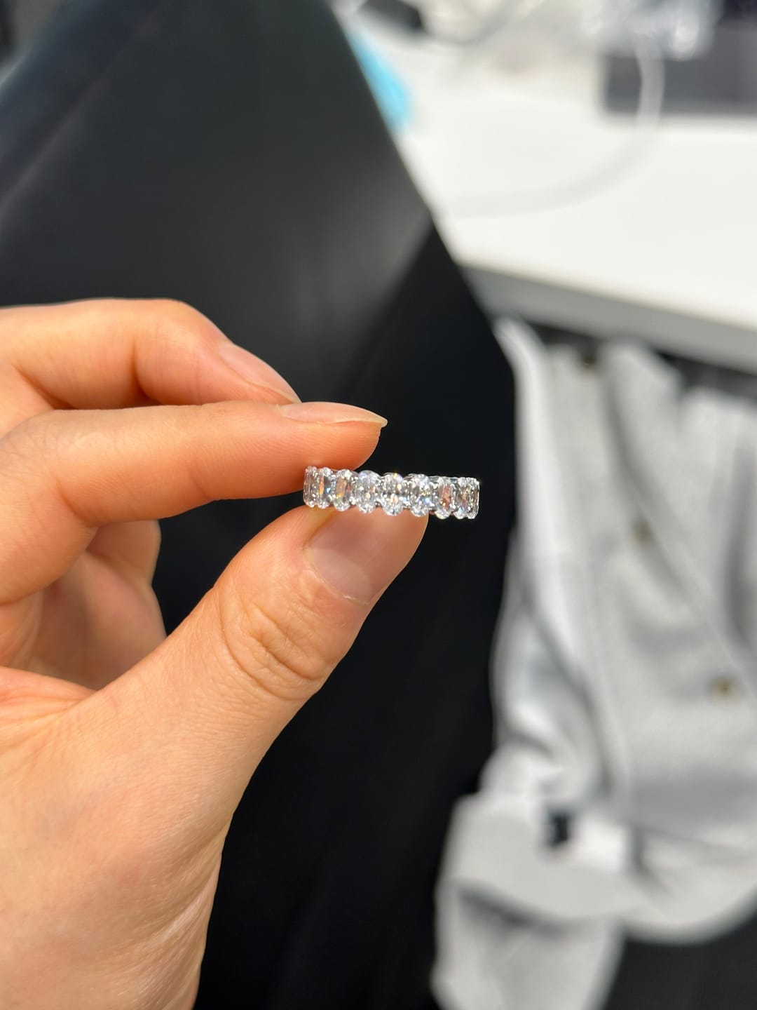 Customer photo review of S925 5.0Ct Full Oval Cut Simulated Diamond/ Moissanite Wedding Band For Everyday Wear