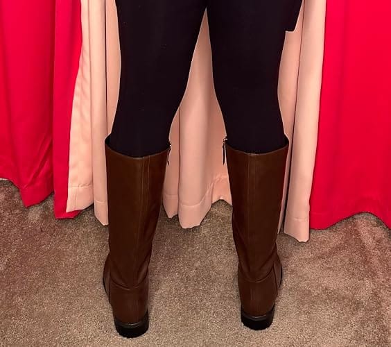 Customer photo review of Coutgo Womens Suede Chocolate Brown Knee Boots