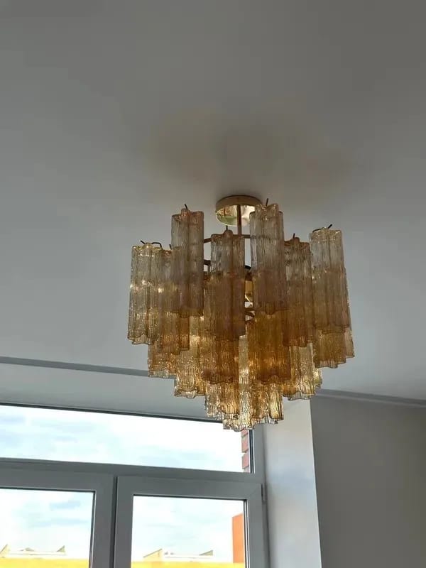 Customer photo review of Italian Murano Glass Chandelier Pendant Light - Luxury Handblown Ceiling Hanging Lamp Fixture for Living Room, Hotel, Restaurant & Dining Room Decor