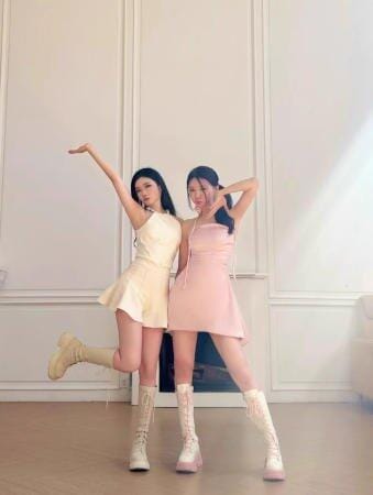 Customer photo review of Strawberry Cream Chunky Sole Knee-High Boots