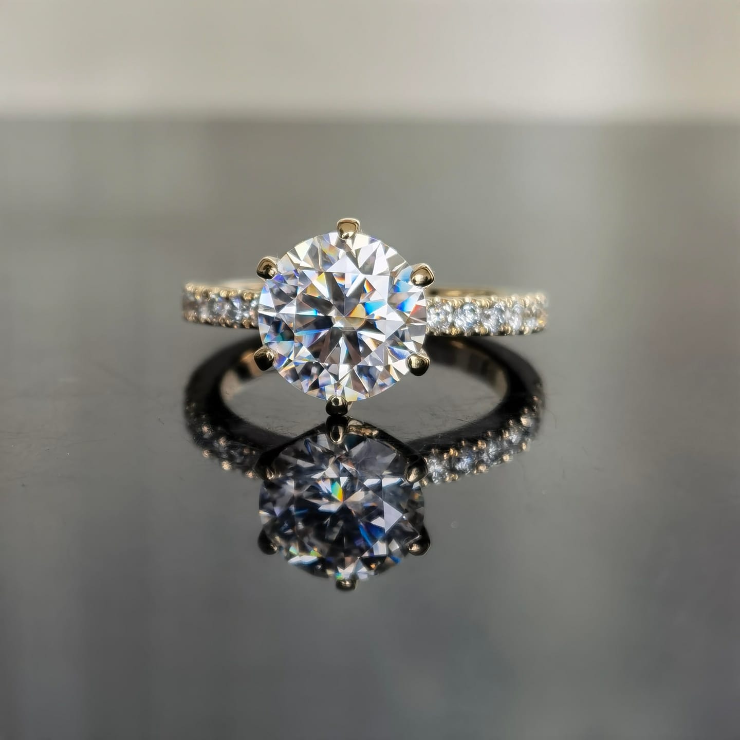 Customer photo review of Doveggs pave half eternity engagement ring semi-mount only(Exclusively to DovEggs Stones)
