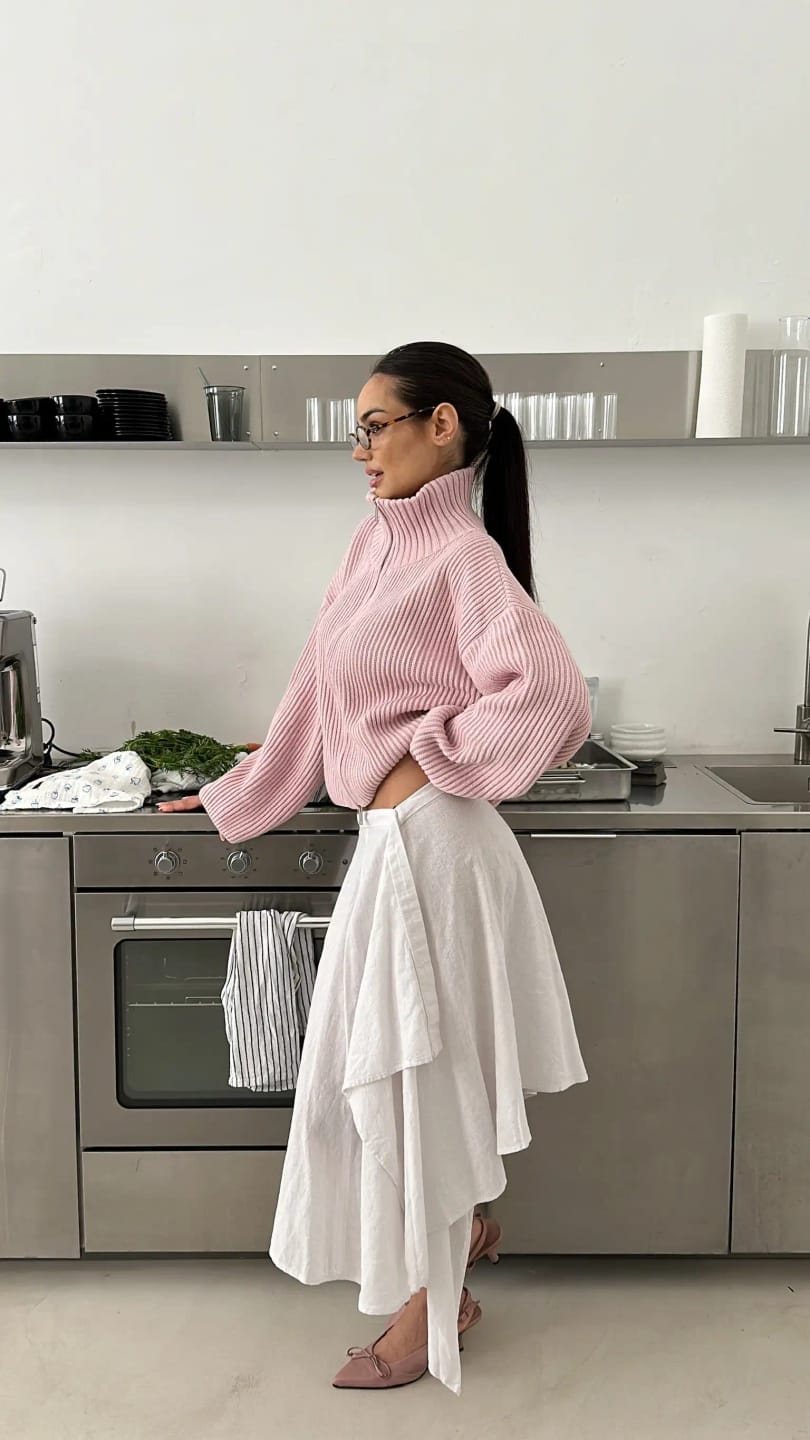 Customer photo review of Valerie High Neck Zip-Up Cardigan