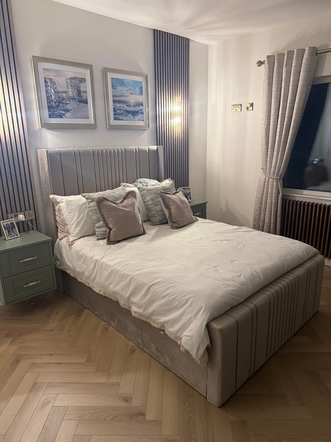 Customer photo review of Ivy Mink / Pebble Panelled Bed with Wings