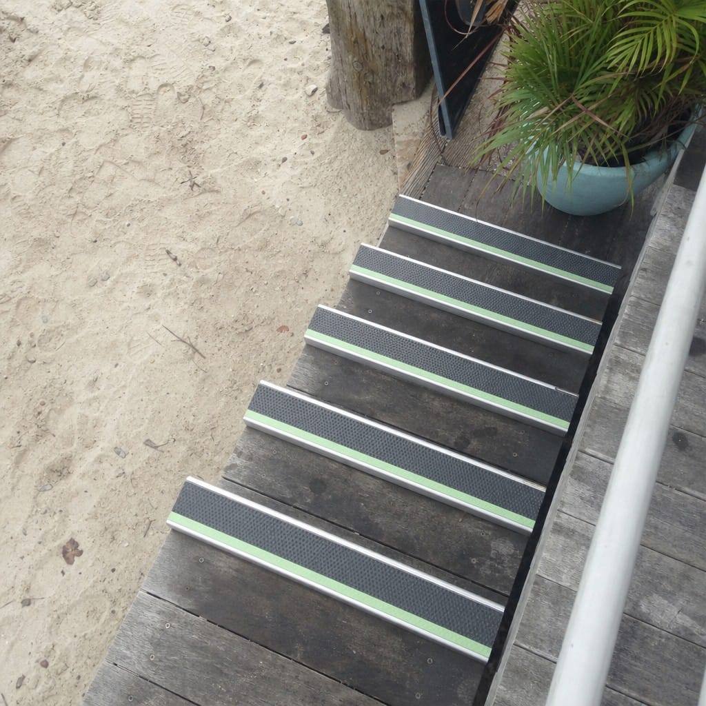 Customer photo review of Aluminium Stair Nosing 57x32mm Outdoor Grade Anti Slip Glow Edge