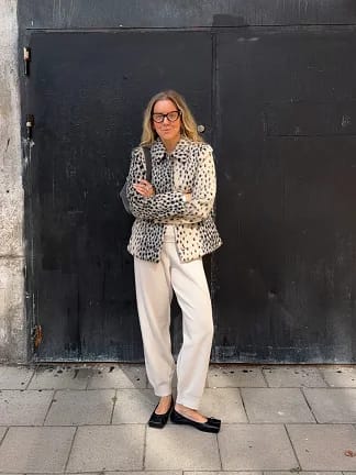 Customer photo review of Alicia Leopard Printed Faux Fur Jacket