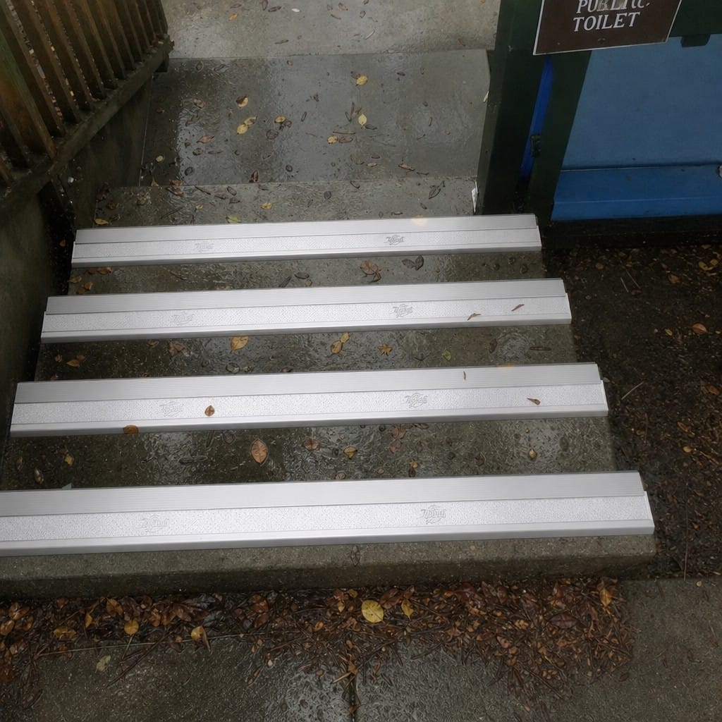 Customer photo review of Aluminium Stair Nosing 87x40mm External Bullnose, Tredsafe Insert
