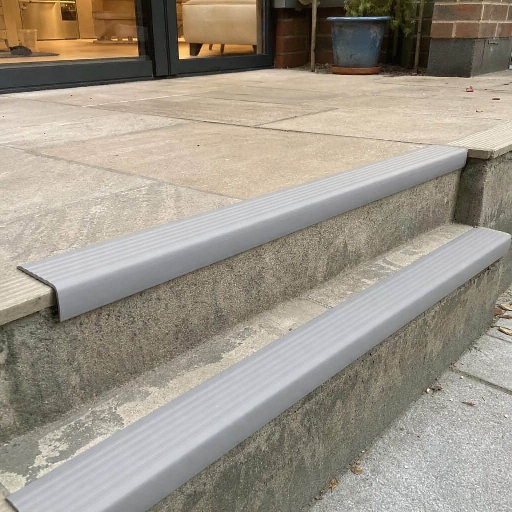 Customer photo review of Self Adhesive PVC Stair Nosing 40mm x 25mm, Grey, Silver or Black