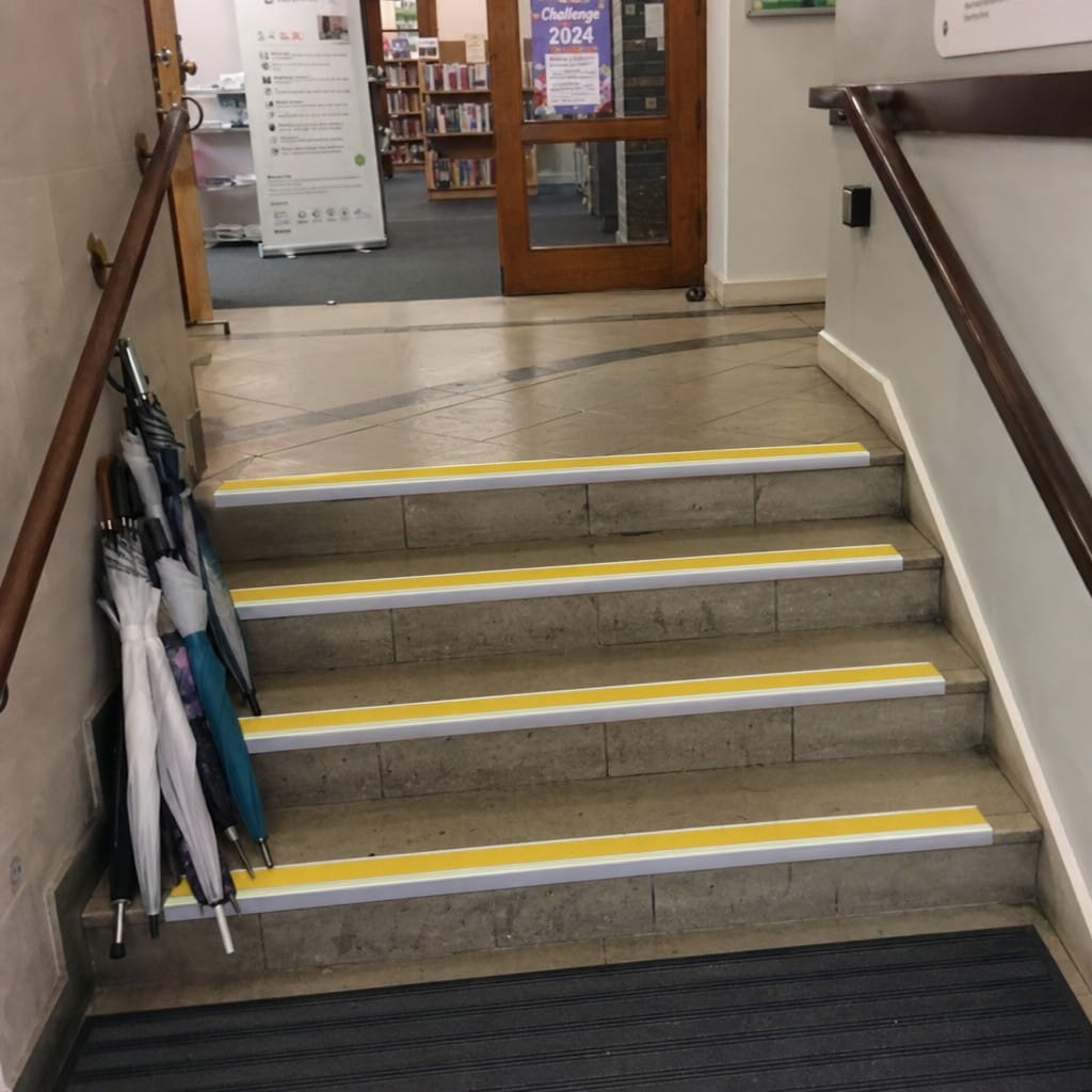 Customer photo review of Aluminium Stair Nosing 68x33mm Silicon Carbide Ramped Anti Slip