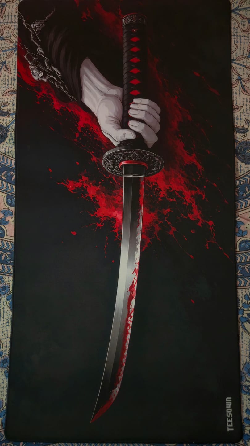 Customer photo review of XXL - Crimson Blade Deskmat
