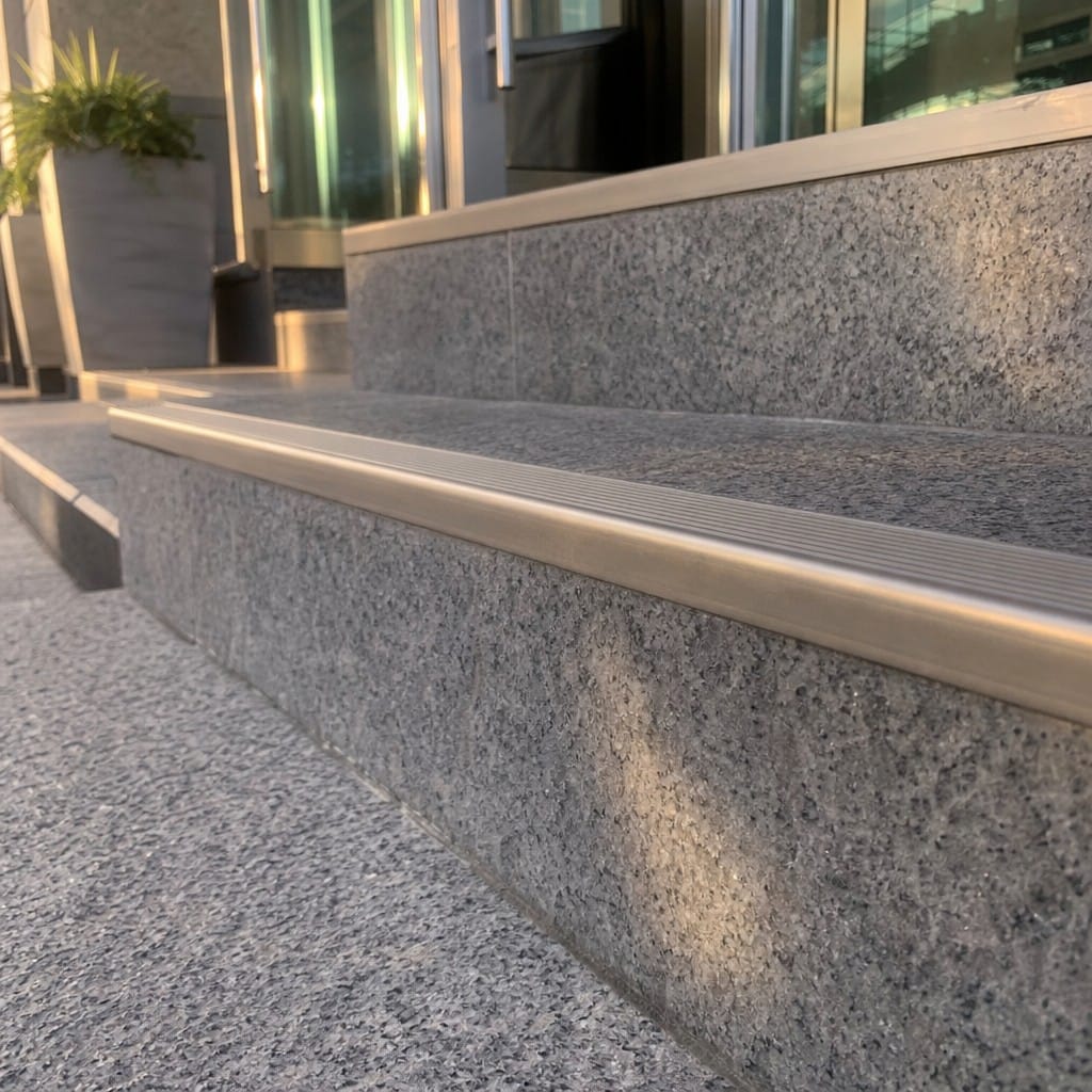Customer photo review of Stainless Steel Tile-In Stair Nosing R9 | 26mm Narrow Profile | Replaceable Insert | 5 Colours