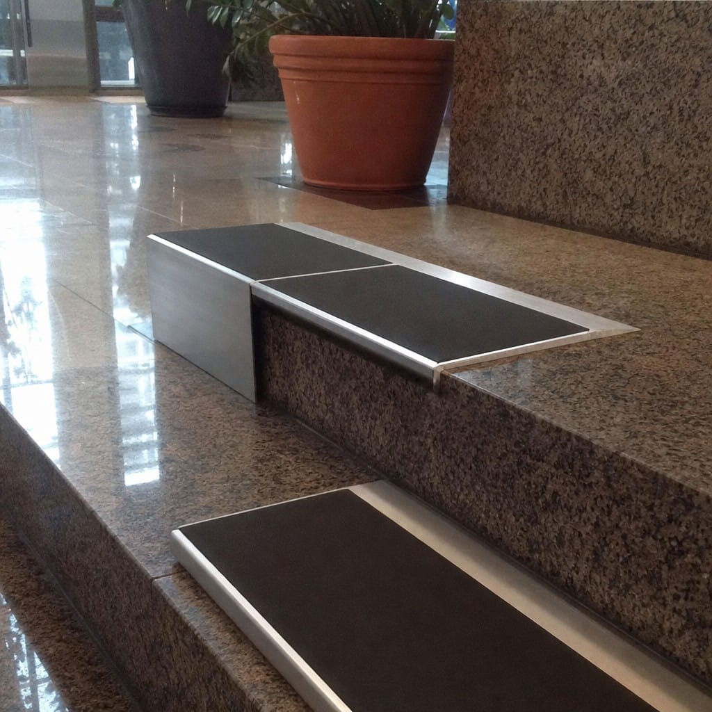 Customer photo review of Aluminium Stair Nosing 93x32mm Rakeback, Twin Anti-Slip Insert, 14 Colours