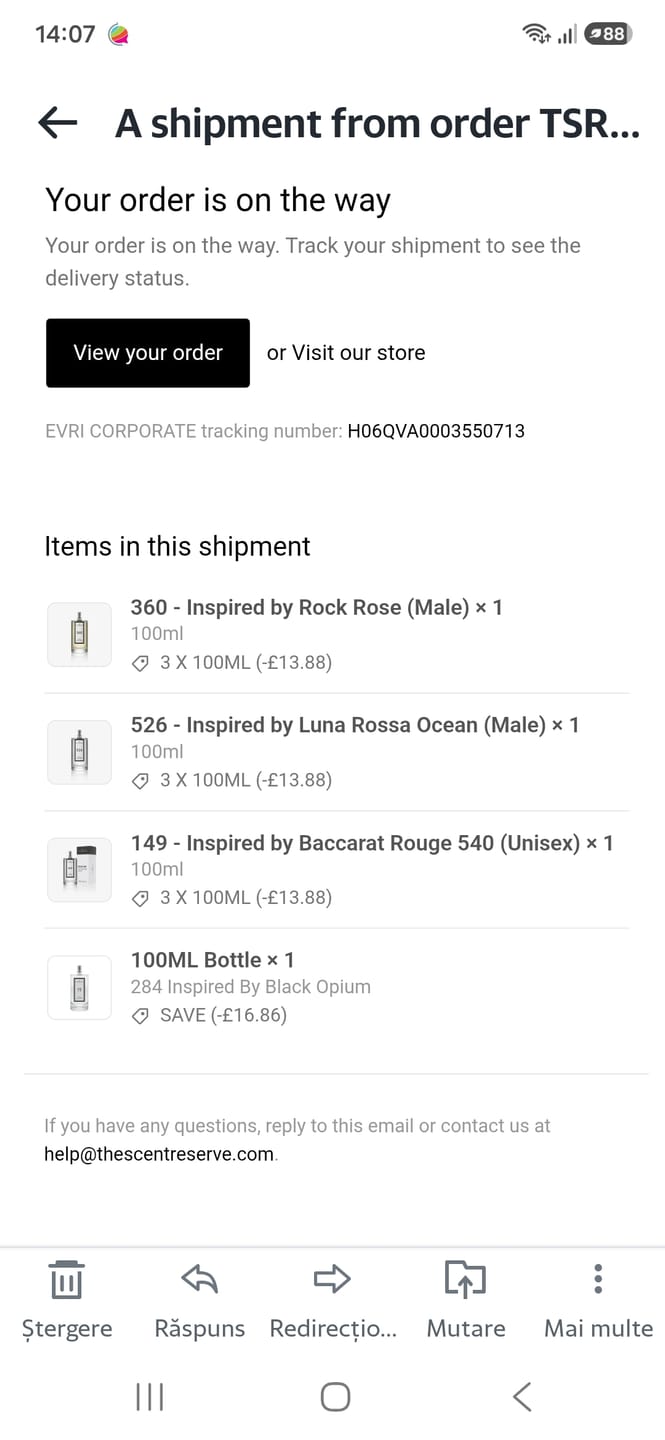 Customer photo review of 3 x 100ml Perfume Bottles