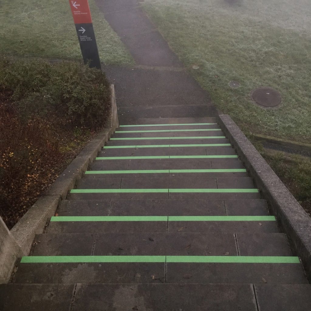 Customer photo review of Photoluminescent Glow-in-the-Dark Anti-Slip Tape | 50mm × 18.3m | BS 5499 | Emergency Exit