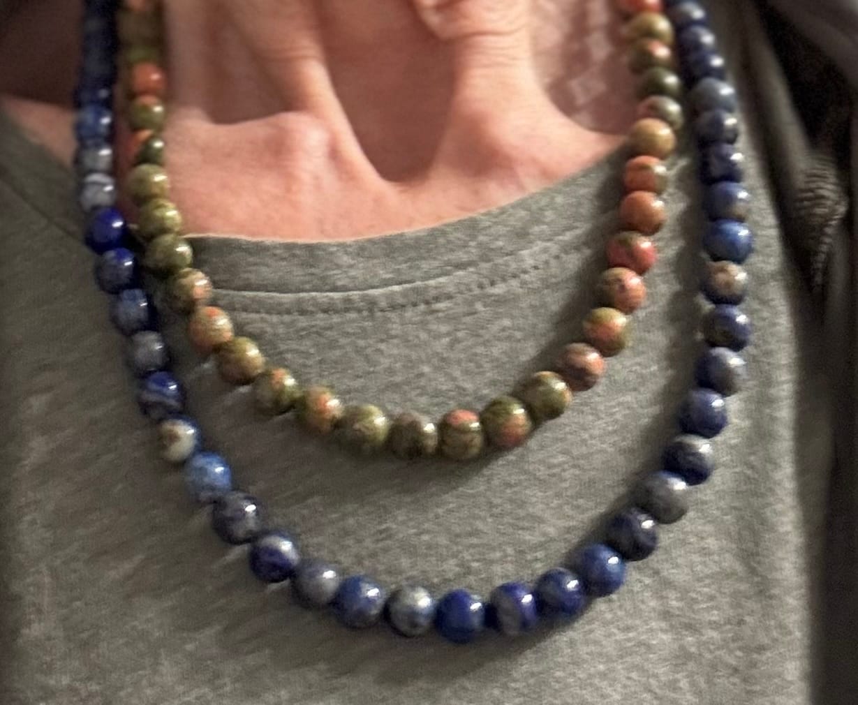 Customer photo review of Lapis Lazuli Beaded Necklace