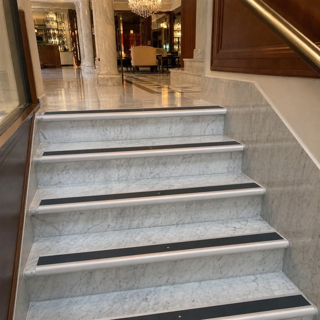 Customer photo review of Semi-Rounded Bullnose Anti-Slip Stair Nosing 73 x 39mm | 8 Colours