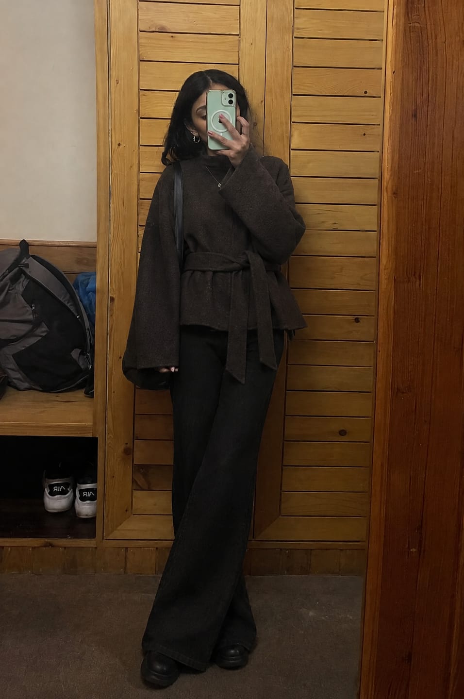 Customer photo review of Cocoa Tie-Waist Wool Jacket