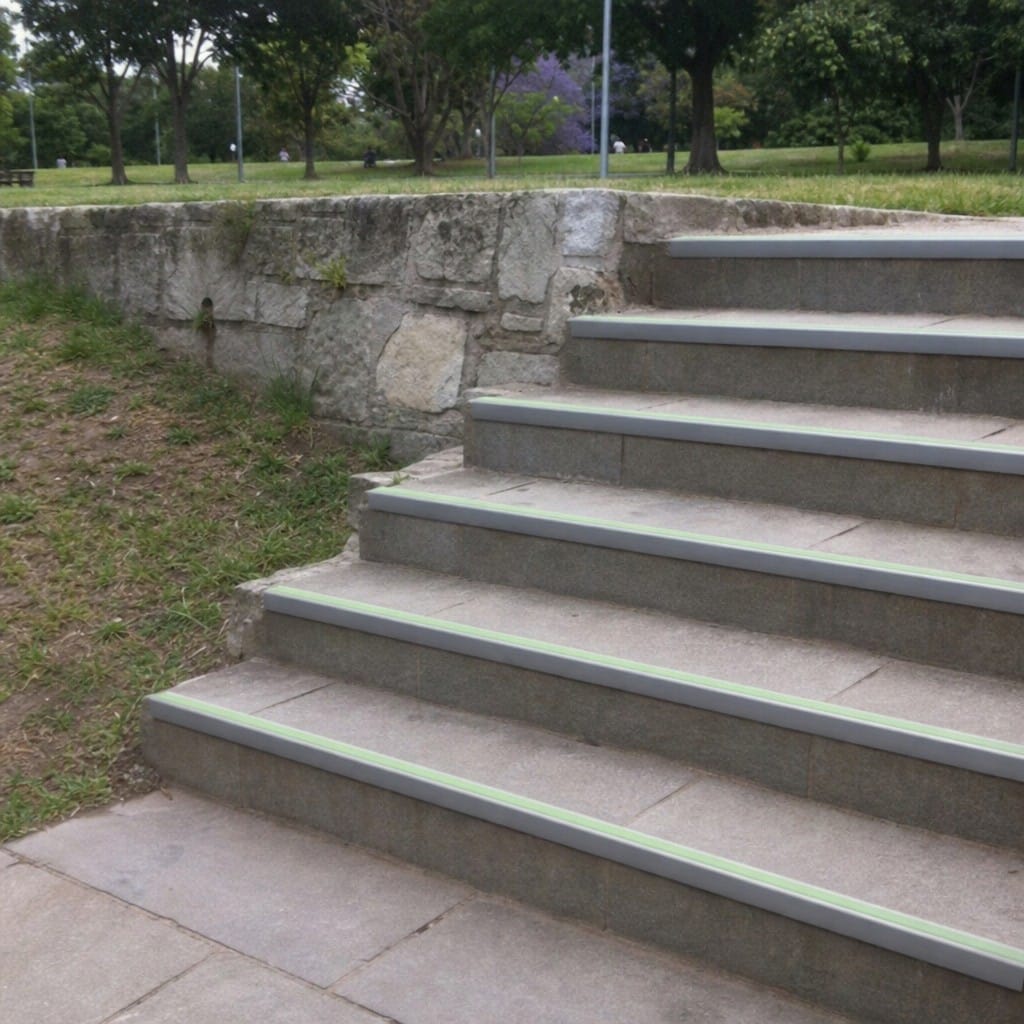 Customer photo review of Aluminium Stair Nosing 69x40mm Outdoor Grade Ramped Glow Edge