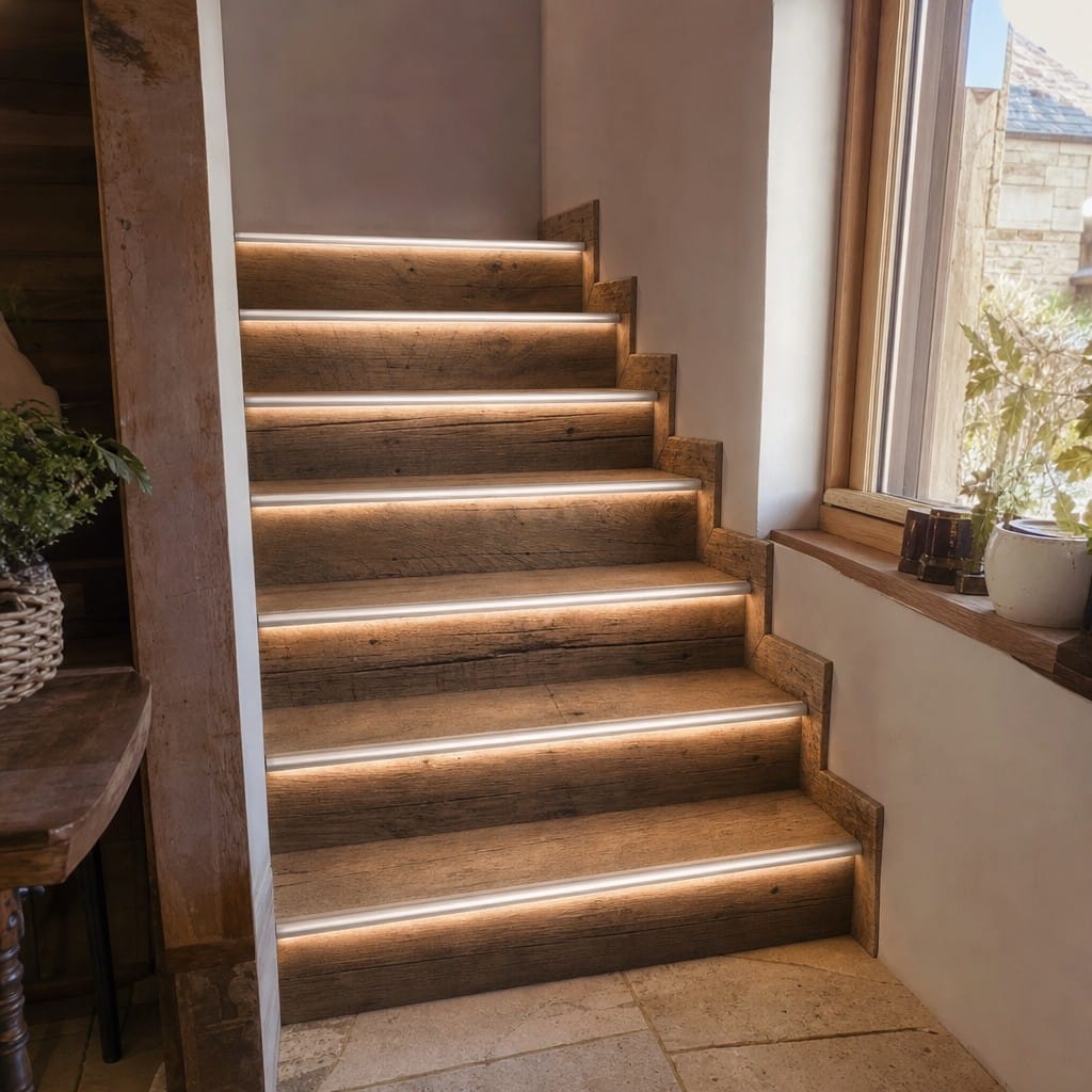 Customer photo review of LED Stair Nosing | Illuminated Aluminium Profile for 8mm LED Strip | 2.5m | 9mm & 11mm | 4 Finishes