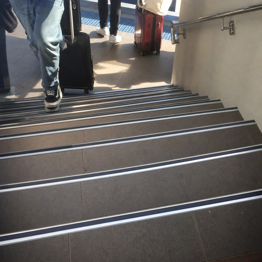 Customer photo review of Anti-Slip Stair Nosing 35 x 19.5mm Anodised Aluminium, Twin Rubber Inserts