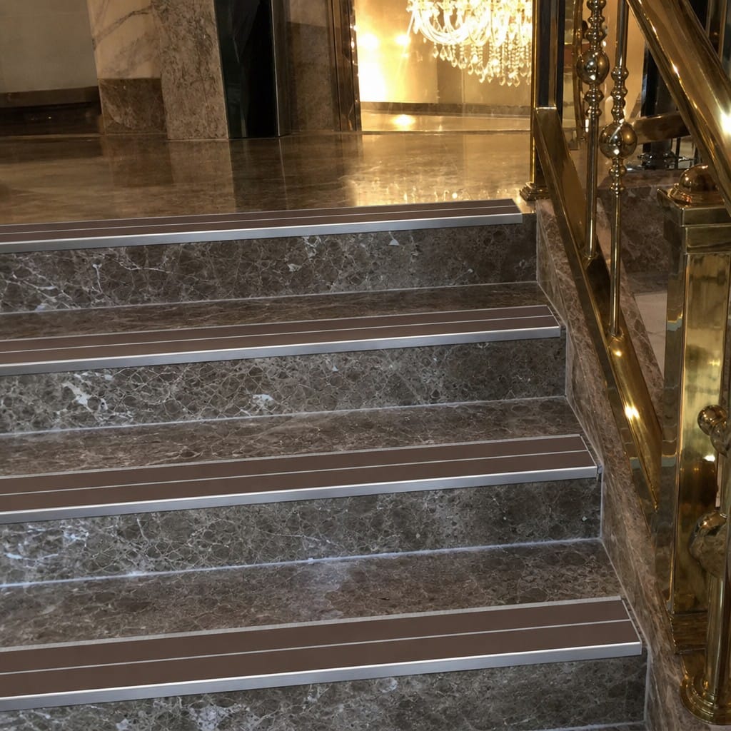 Customer photo review of Rake Back Stair Nosing 3.22m Double Channel Aluminium