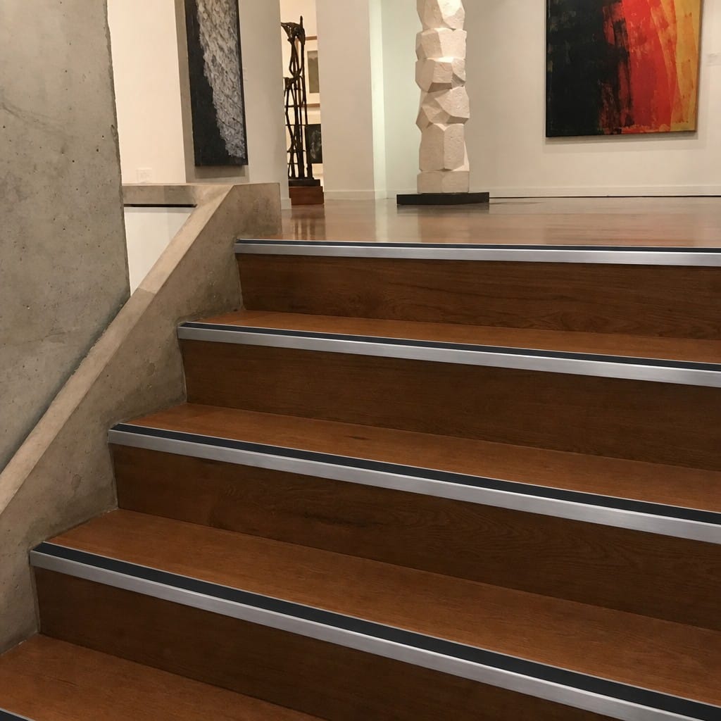 Customer photo review of Commercial Rake Back Stair Nosing 3.22m Aluminium Single