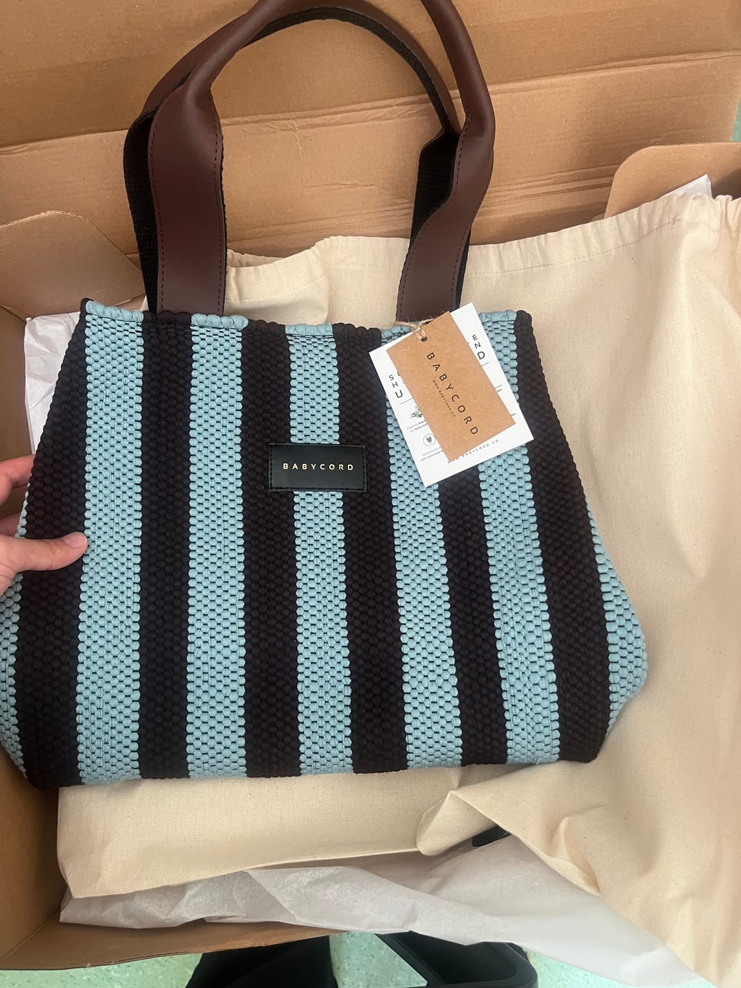 Customer photo review of Trinity Tote Bag - Kahve Mavi