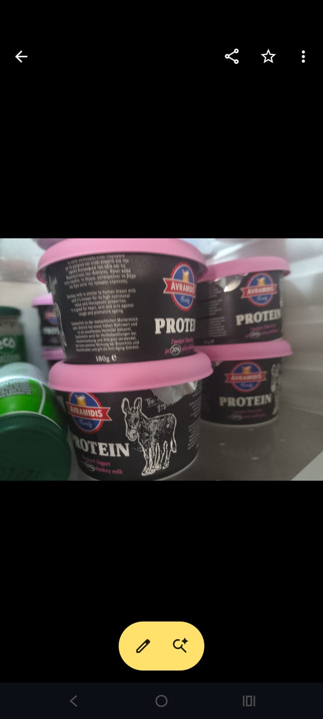 Customer photo review of Greek Protein “Tsantilas” Yogurt with 20% Organic Donkey Milk – Naturally Strained, High Protein, Ultra Creamy (3x180g)