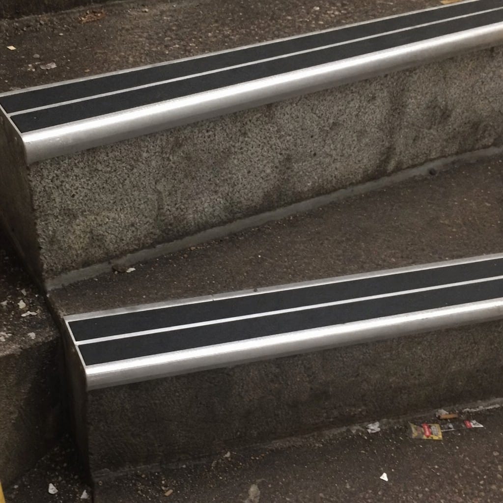 Customer photo review of Aluminium Stair Nosing 2.44m Bullnose Double Insert 53mm