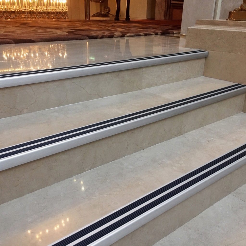 Customer photo review of Anti-Slip Stair Nosing 35 x 19.5mm Anodised Aluminium, Twin Rubber Inserts