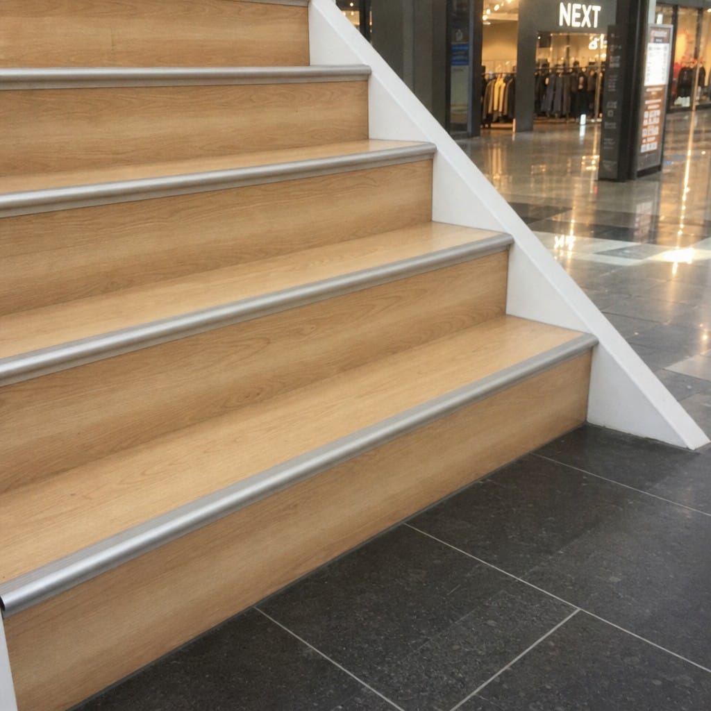 Customer photo review of Laminate Stair Nosing | Push-In Aluminium Step Nose | 2.7m | Silver & Oak