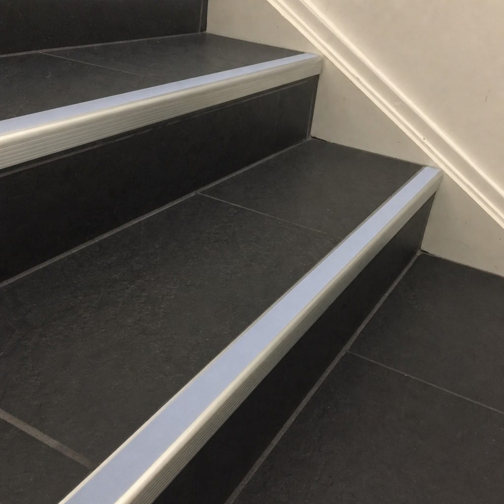 Customer photo review of Square Aluminium Stair Nosing 2.44m Single Insert
