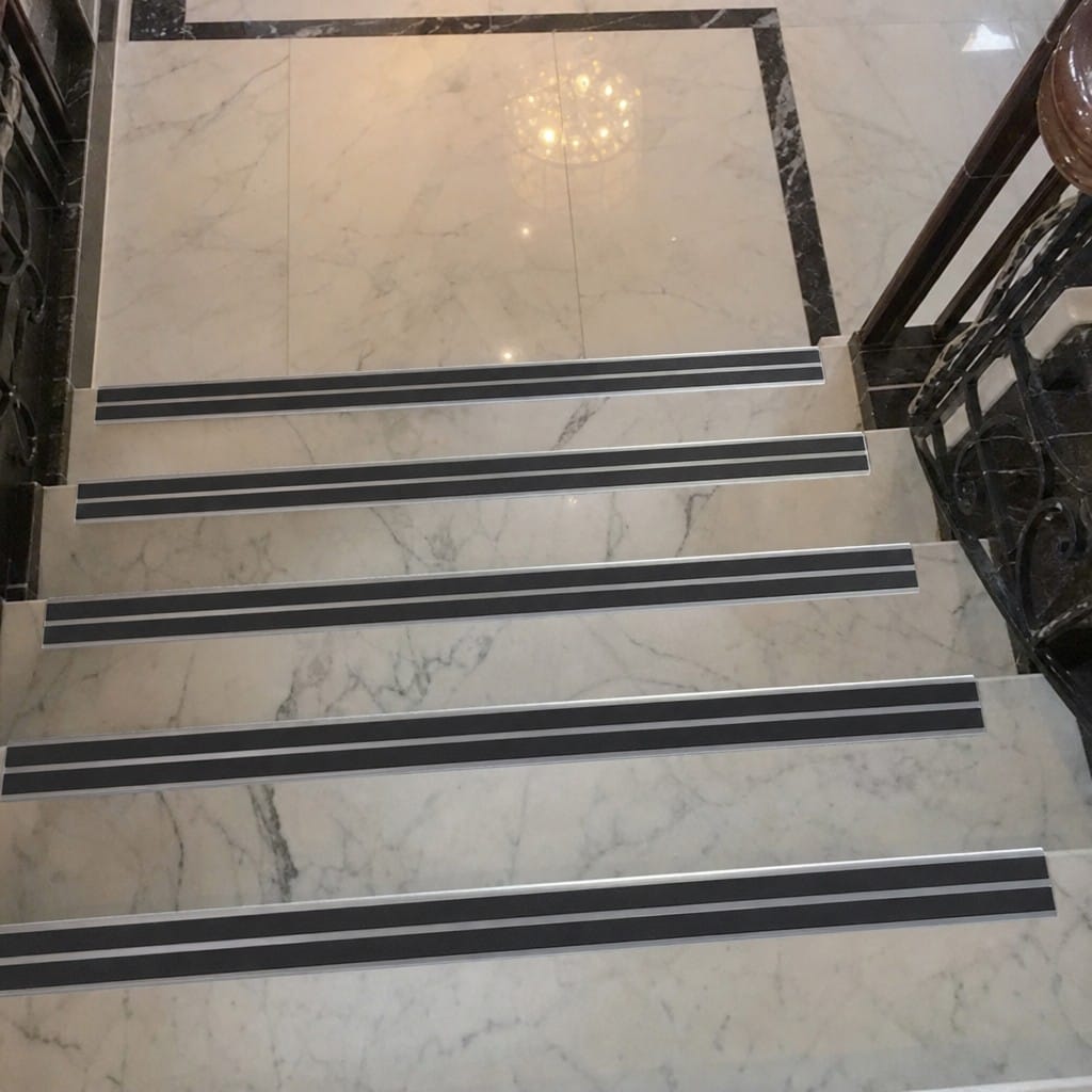 Customer photo review of Aluminium Stair Nosing 90mm Bullnose Twin Insert, 2.44m