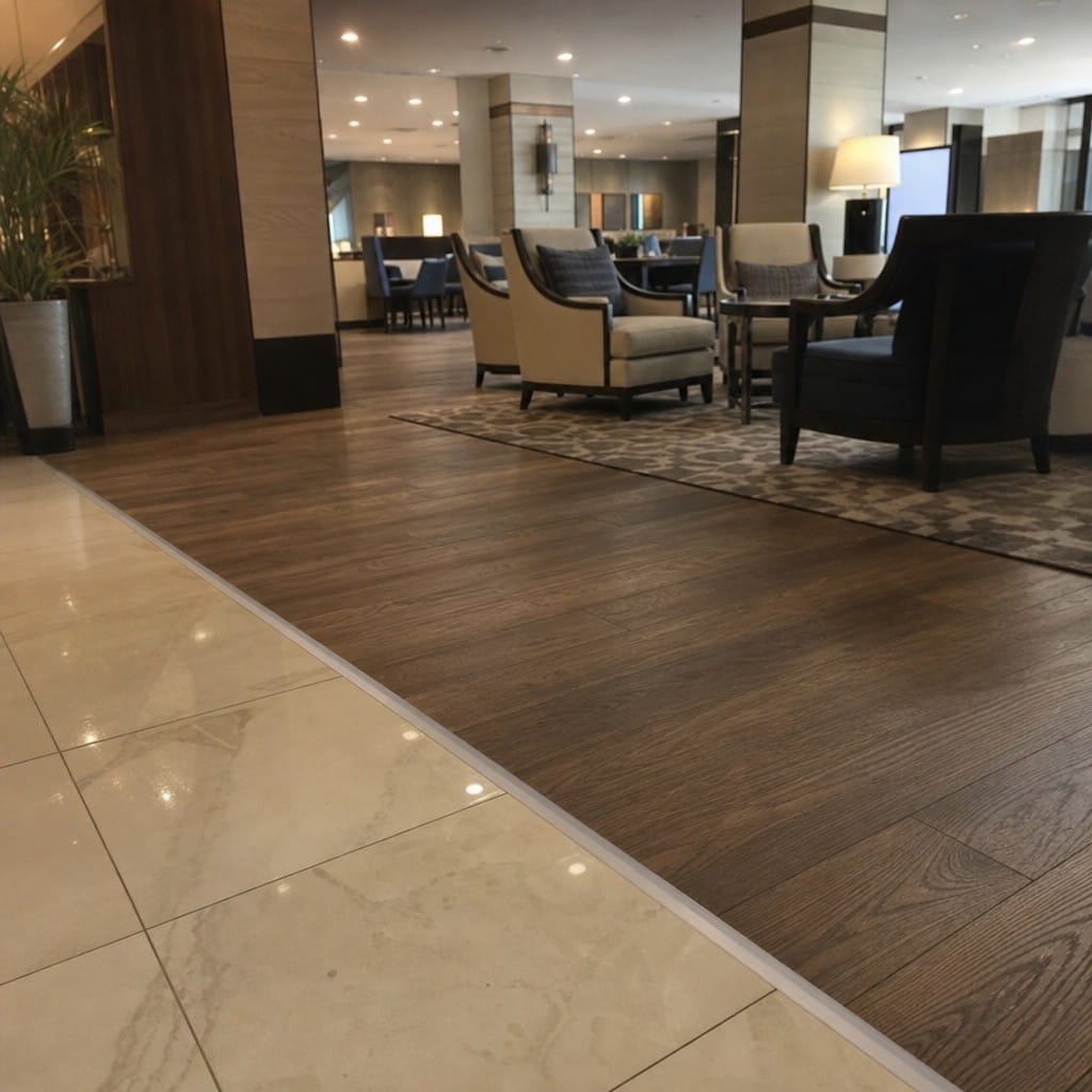 Customer photo review of 26mm Aluminium T-Bar Threshold Strip for Tile to Laminate Floors