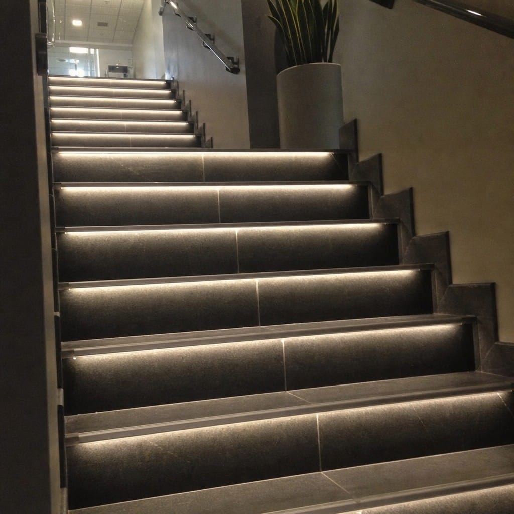 Customer photo review of LED Stair Nosing | Illuminated Aluminium Profile for 8mm LED Strip | 2.5m | 9mm & 11mm | 4 Finishes