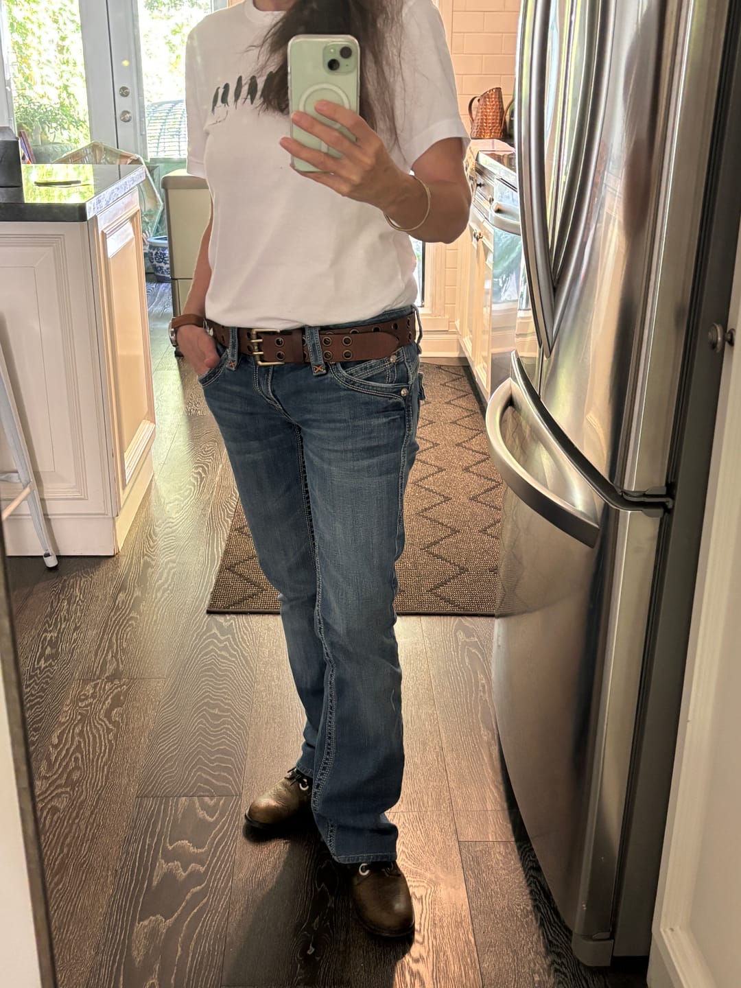 Customer photo review of Brixton - Vintage Brown Double Grommet 100 % Full Grain Leather Belt