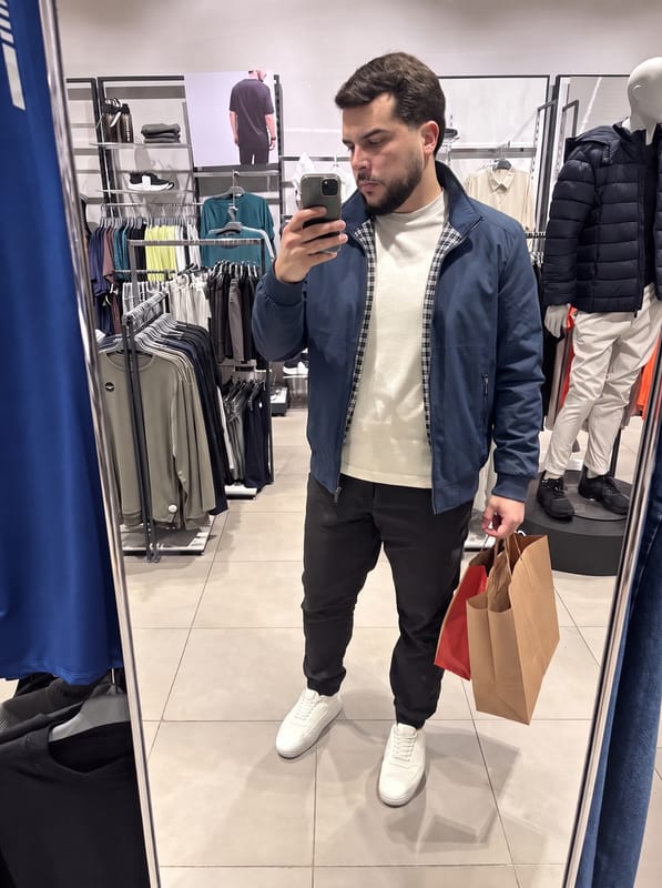 Customer photo review of Casual Solid Bomber Jacket - Cross & Crown