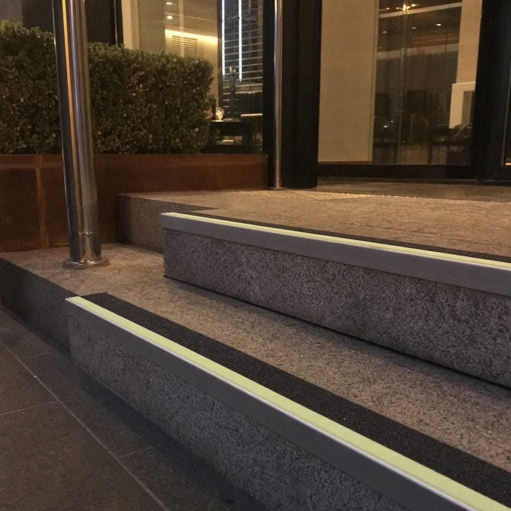 Customer photo review of Aluminium Stair Nosing 66x32mm Outdoor Grade Ramped Glow Edge