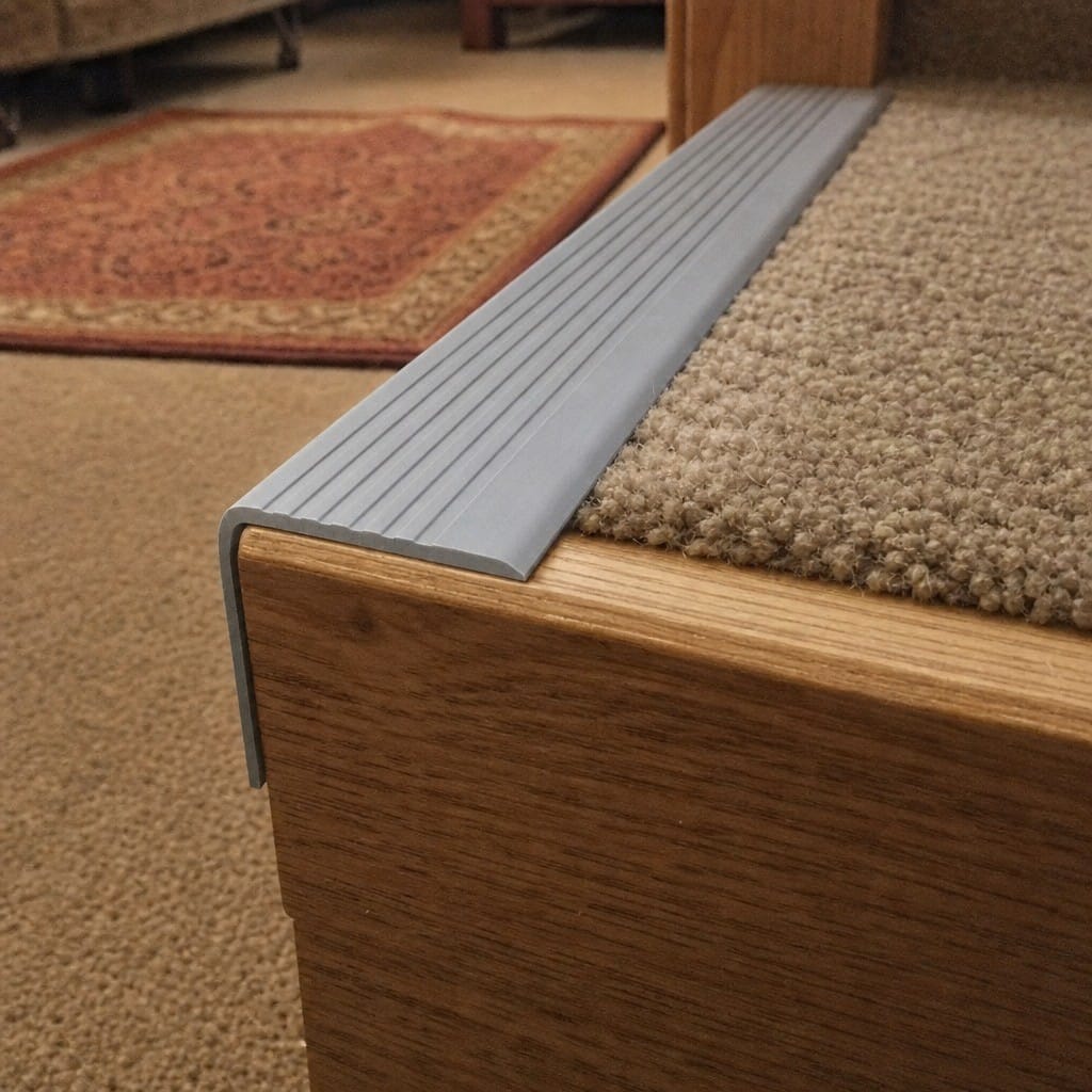 Customer photo review of PVC Flexible Stair Edging 75x34mm Ribbed Tread Indoor, 2.75m Length