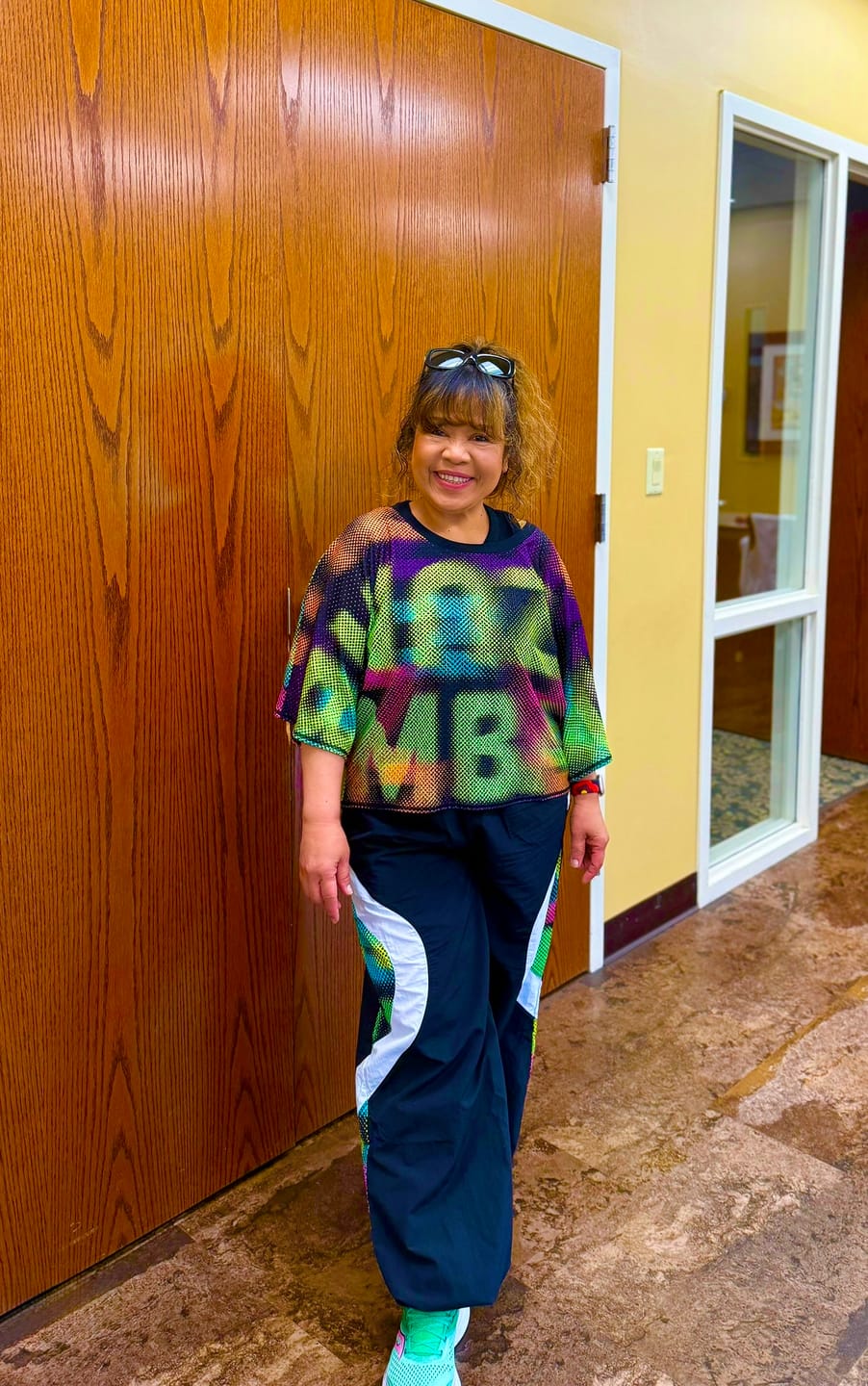 Customer photo review of Electric Feel Mesh Dolman Crop Top