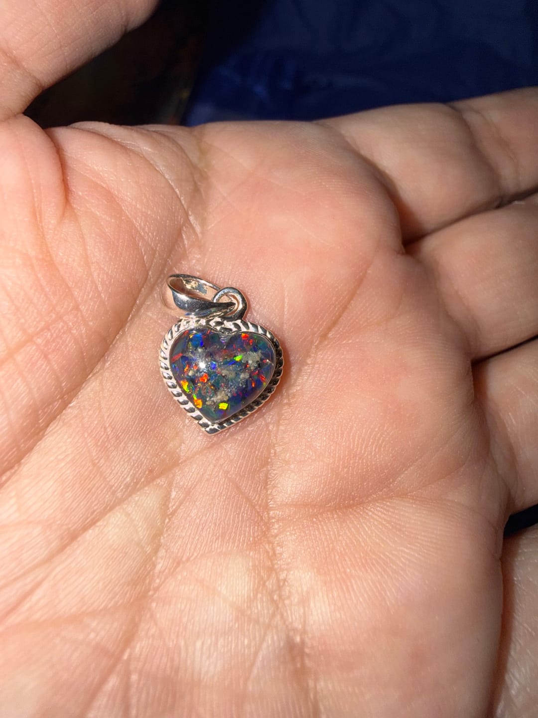 Customer photo review of Braided Heart Pendant with Cremation Ashes