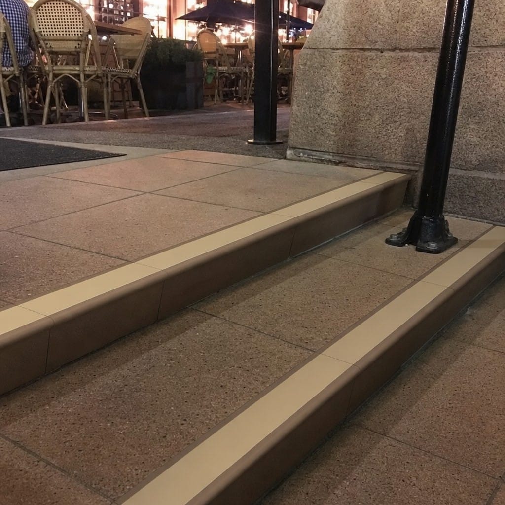 Customer photo review of Rake Back Stair Nosing 2.75m Aluminium Double PVC Insert 5mm
