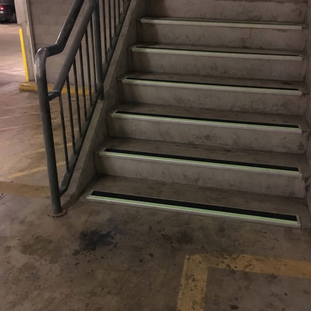 Customer photo review of Aluminium Stair Nosing 56x32mm Photoluminescent, Anti-Slip PVC Insert