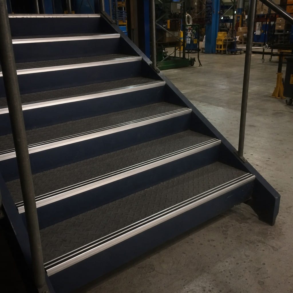 Customer photo review of Anti-Slip Stair Nosing 35 x 19.5mm Anodised Aluminium, Twin Rubber Inserts