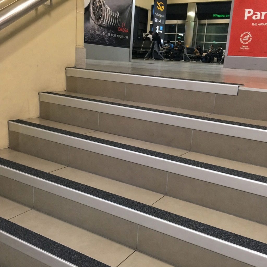 Customer photo review of Commercial GRP Aluminium Stair Nosing 63.3mm Tread Width