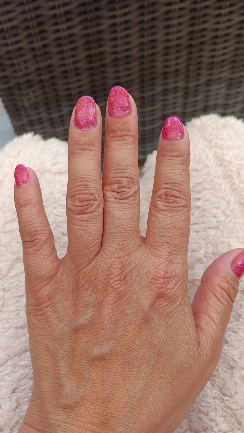 Customer photo review of Candy Pink Glitter Dipping Powder