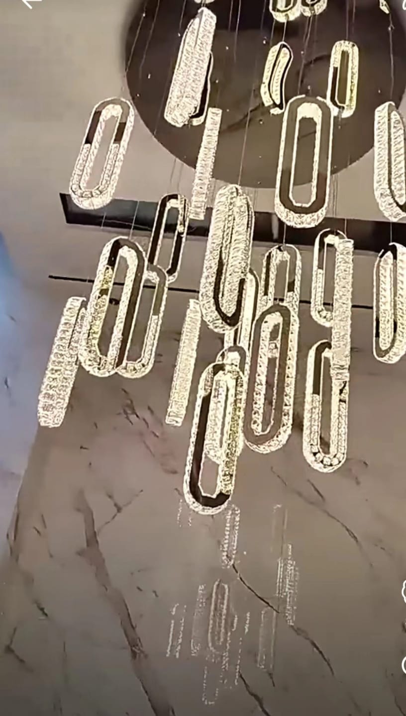 Customer photo review of Rae Crystal Staircase Chandelier