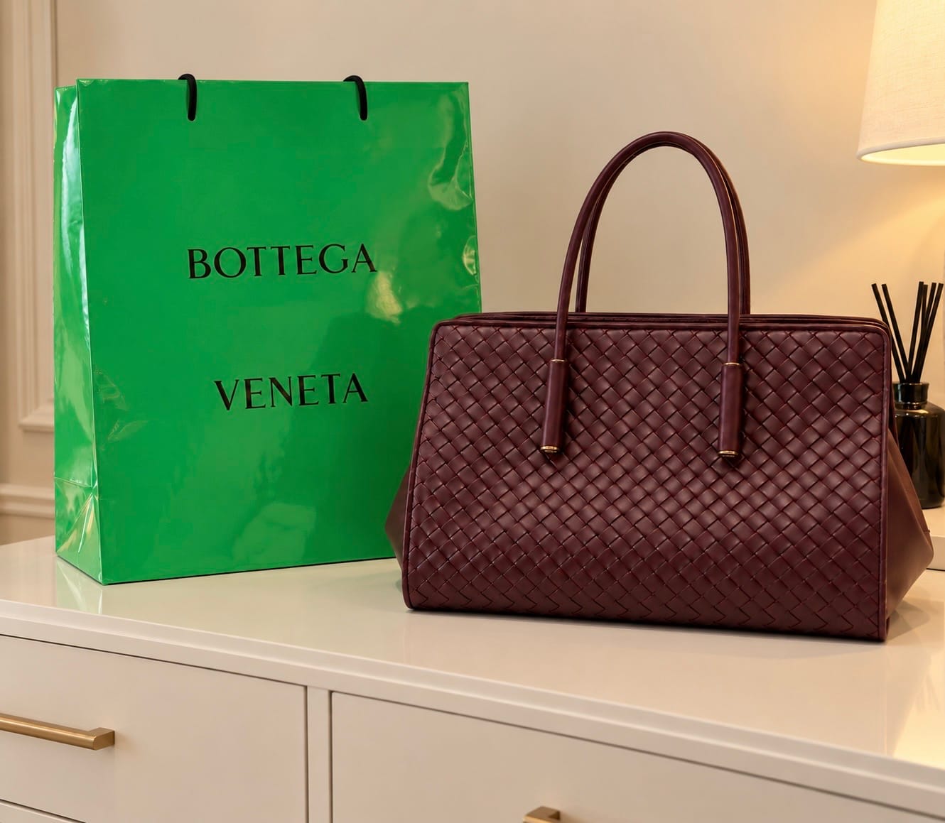 Customer photo review of Bottega Veneta Barbara Intrecciato leather tote bag