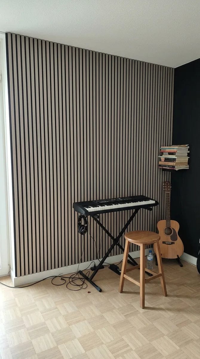 Customer photo review of Panneaux Acoustiques Gris Cuir – 240x60 – 11 mm – Lot de 4